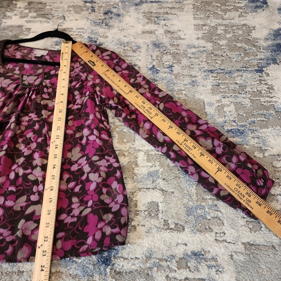 J. Jill silk blouse. Long sleeve.  Brown purple floral.  Size XS. - Picture 13 of 15